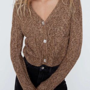 Jewel button cropped cardigan